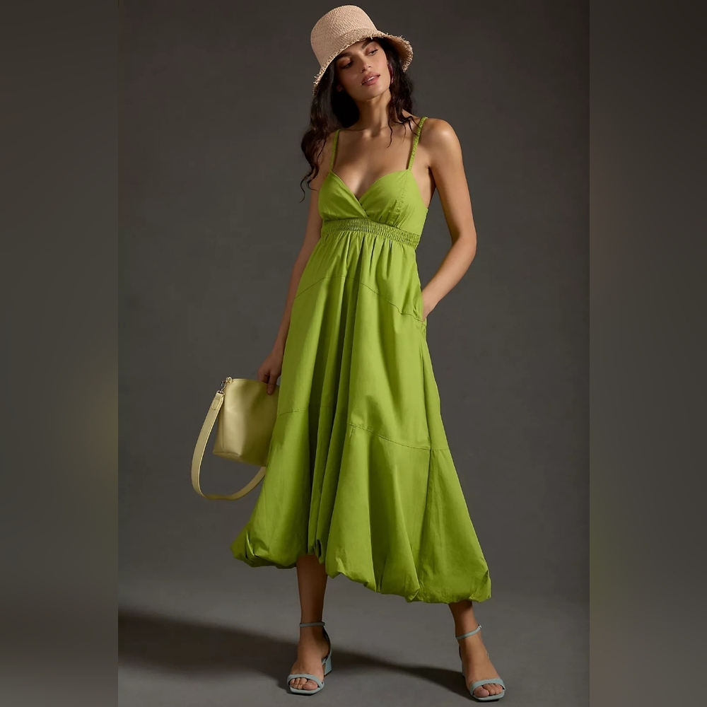 Anthropologie V-Neck Tiered Bubble-Hem Dress